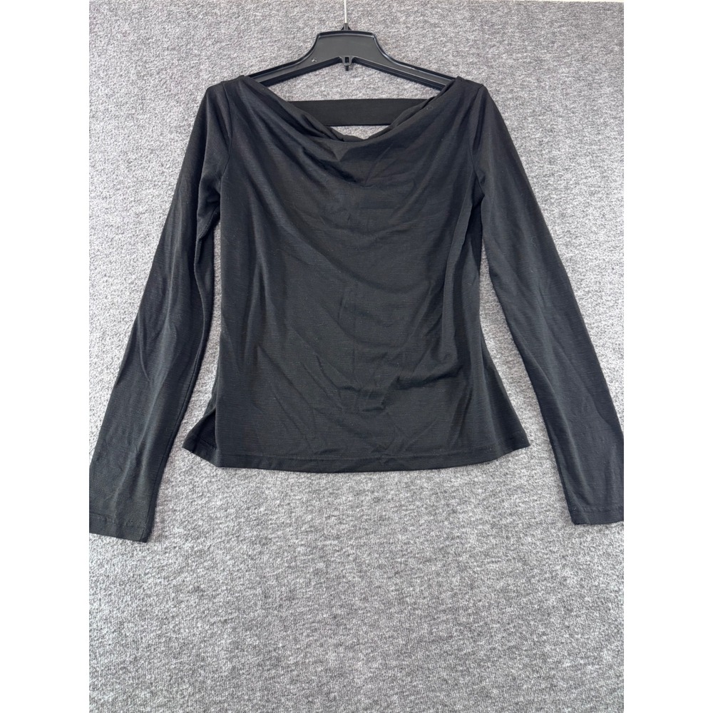 Cruel Womens Black Cowl Neck Long Sleeve Top Embroidered Back Small